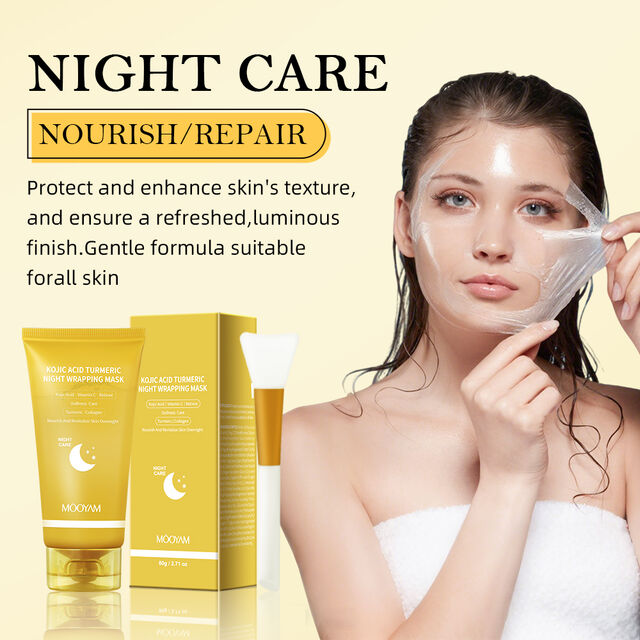 Mascarilla Nocturna Envolvente con Ácido Kójico y Cúrcuma 80g - Antiarrugas, Eliminación de Puntos Negros, Nutrición para el Cuidado de la Piel, Mascarilla Facial de Gel Suavizante