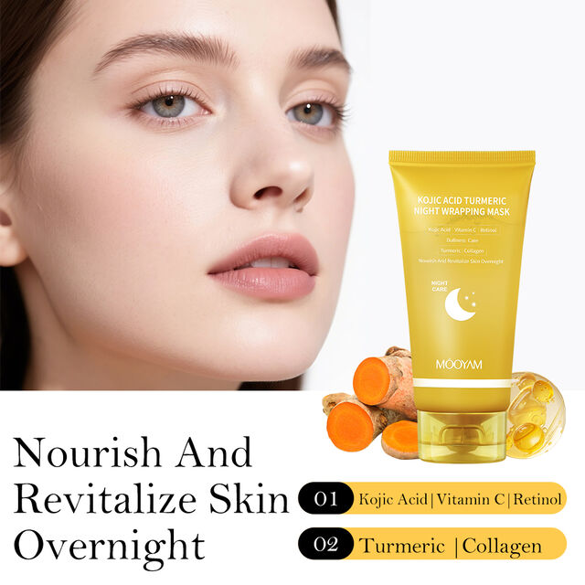 Mascarilla Nocturna Envolvente con Ácido Kójico y Cúrcuma 80g - Antiarrugas, Eliminación de Puntos Negros, Nutrición para el Cuidado de la Piel, Mascarilla Facial de Gel Suavizante
