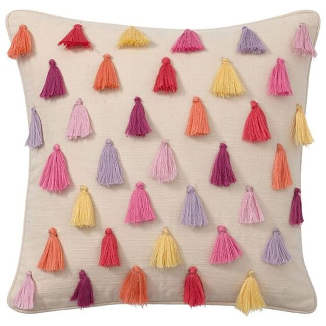Funda de Cojín Boho Texturizado con Borlas y Pompones - Funda de Almohada Decorativa (Calidad Exportación)