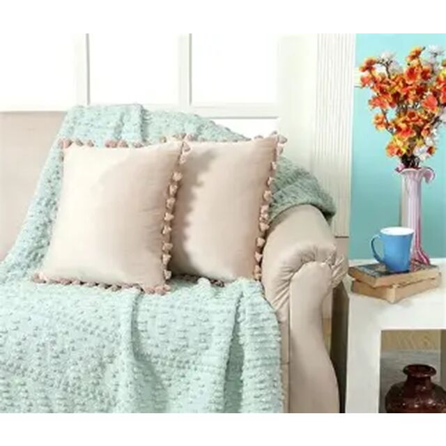 Funda de Cojín Boho Texturizado con Borlas y Pompones - Funda de Almohada Decorativa (Calidad Exportación)