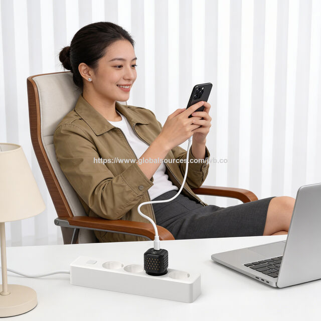 65W USB C Ladegerät Ultra Kompakt Wärmeableitung 2-Port GaN Wandladegerät für iPhone Laptops Tablets Telefone Reiseadapter