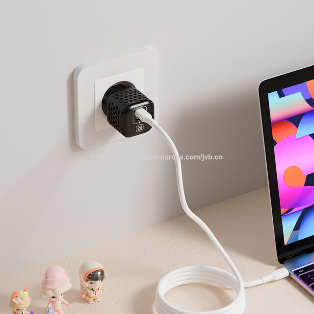 65W USB C Ladegerät Ultra Kompakt Wärmeableitung 2-Port GaN Wandladegerät für iPhone Laptops Tablets Telefone Reiseadapter