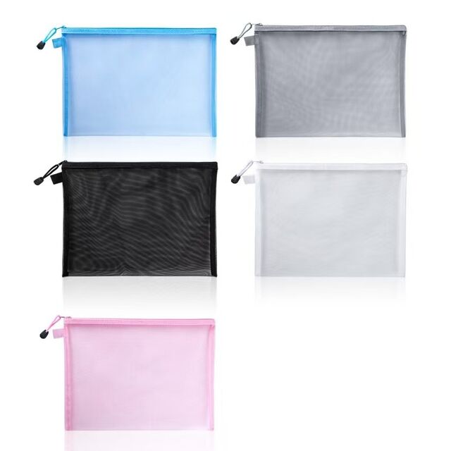 Bolsa de Archivo Transparente de Malla con Cremallera al por Mayor A4 A5, Estuche para Documentos Transparente, Bolsa de Papelería para Oficina y Escuela con Logo Personalizado