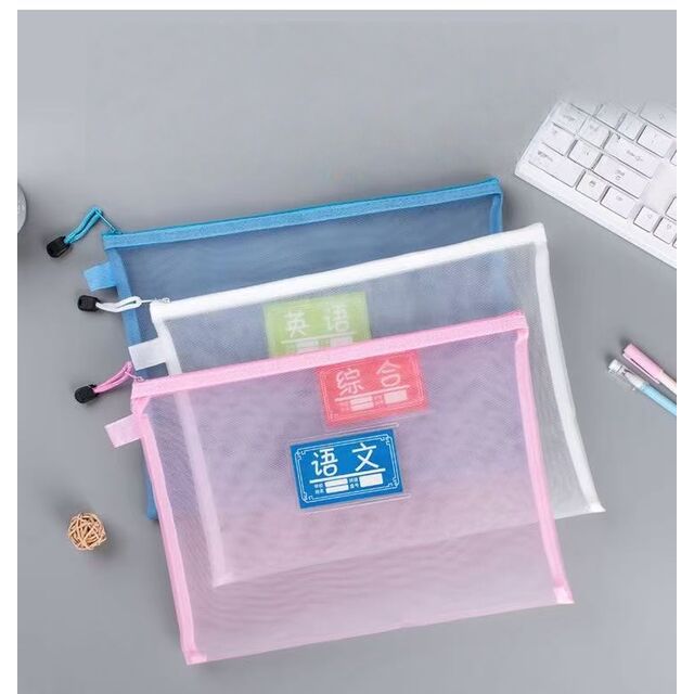 Bolsa de Archivo Transparente de Malla con Cremallera al por Mayor A4 A5, Estuche para Documentos Transparente, Bolsa de Papelería para Oficina y Escuela con Logo Personalizado