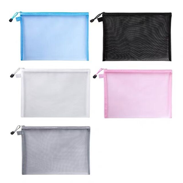 Bolsa de Archivo Transparente de Malla con Cremallera al por Mayor A4 A5, Estuche para Documentos Transparente, Bolsa de Papelería para Oficina y Escuela con Logo Personalizado