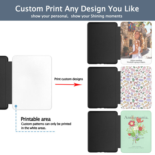 Capa Branca Personalizada para Kindle Paperwhite 6 Signature Edition Colorsoft 2024, à Prova de Choque com Alça de Mão