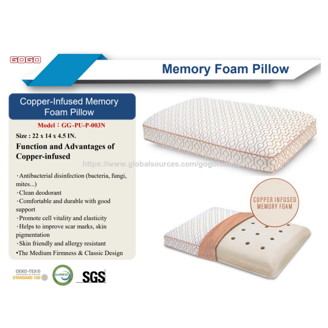 Almohada de espuma viscoelástica PU, forma clásica de pan, infundida con aroma, sensación cómoda y refrescante