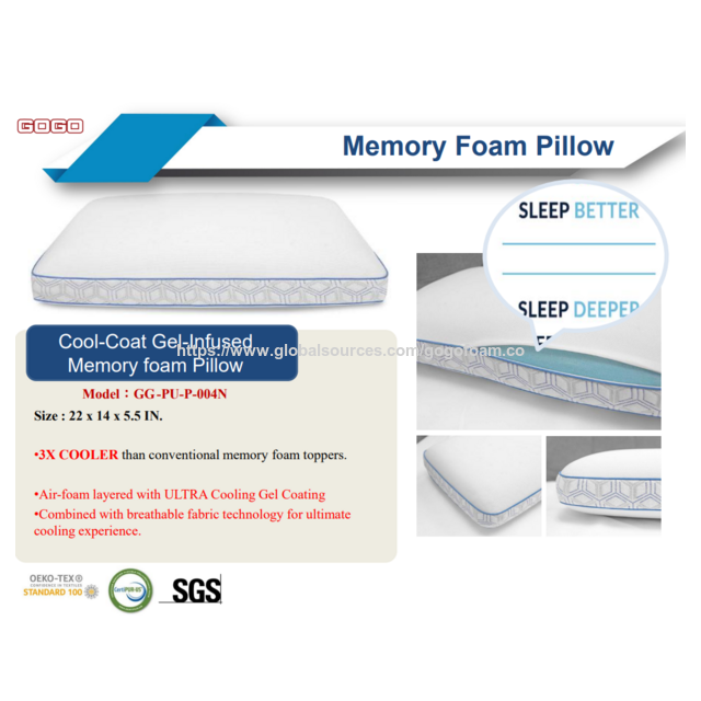 Almohada de espuma viscoelástica PU, forma clásica de pan, infundida con aroma, sensación cómoda y refrescante