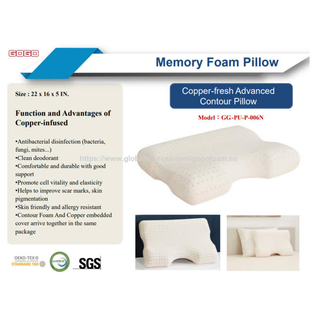 Almohada de espuma viscoelástica PU, forma clásica de pan, infundida con aroma, sensación cómoda y refrescante