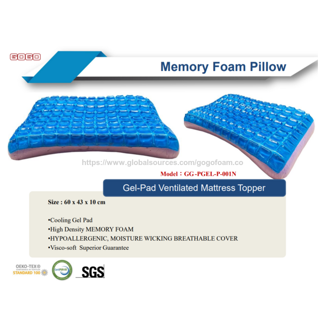 Almohada de espuma viscoelástica con gel, tecnología de enfriamiento que mejora la transpirabilidad y elimina el calor