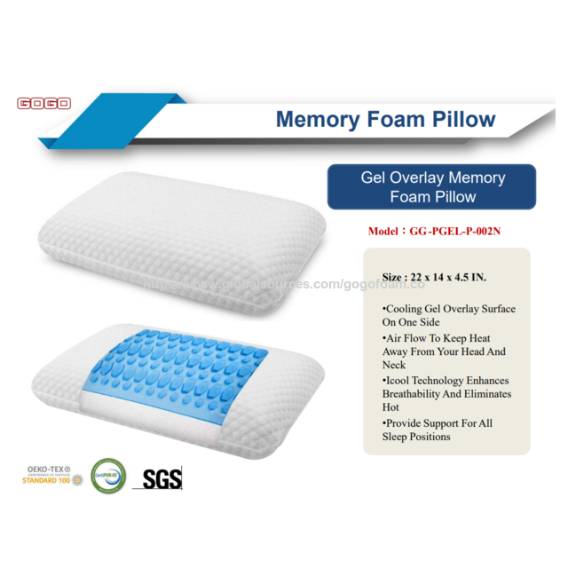 Almohada de espuma viscoelástica con gel, tecnología de enfriamiento que mejora la transpirabilidad y elimina el calor