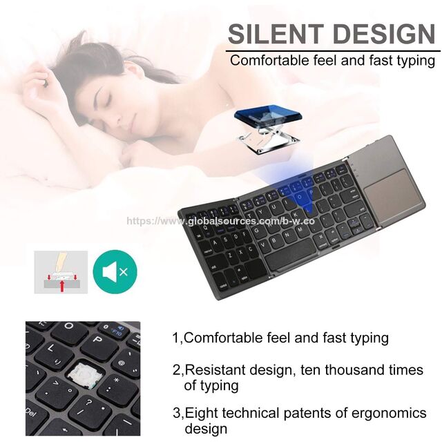Venta Directa de Fábrica Teclado Mini Plegable Bluetooth para PC con Touchpad, Teclado Plegable Inalámbrico Portátil