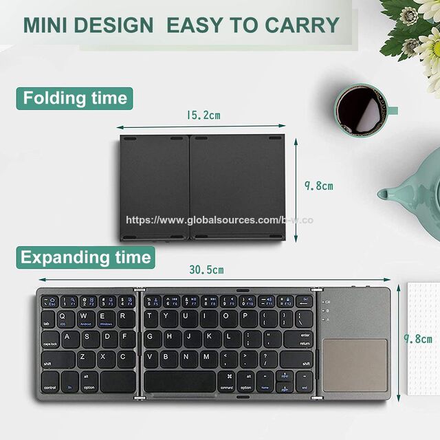 Venta Directa de Fábrica Teclado Mini Plegable Bluetooth para PC con Touchpad, Teclado Plegable Inalámbrico Portátil