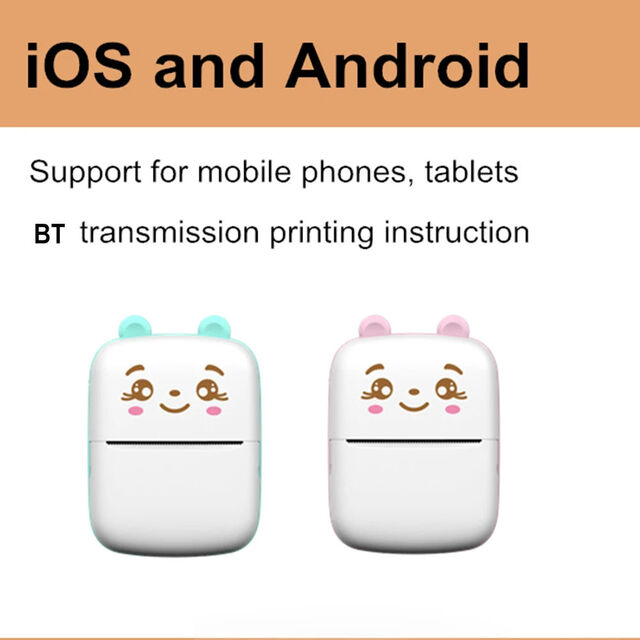 Impresora Térmica de Uso Doméstico Mini Inalámbrica BT 203dpi para Android/iOS, Impresión de Etiquetas Fotográficas y Memos, Cable USB, Impresora Portátil de Bolsillo para Fotos
