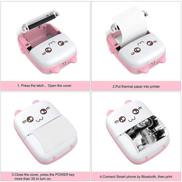 Impresora Térmica de Uso Doméstico Mini Inalámbrica BT 203dpi para Android/iOS, Impresión de Etiquetas Fotográficas y Memos, Cable USB, Impresora Portátil de Bolsillo para Fotos