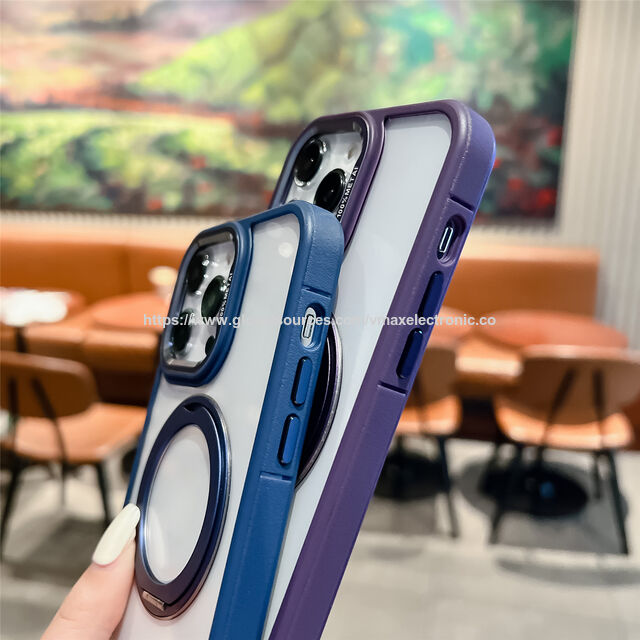 Capa Magnética com Anel para iPhone 16 15 14 Plus 13 12 Mini 11 Pro 16 SE, Para-choque em TPU e Traseira Transparente em PC