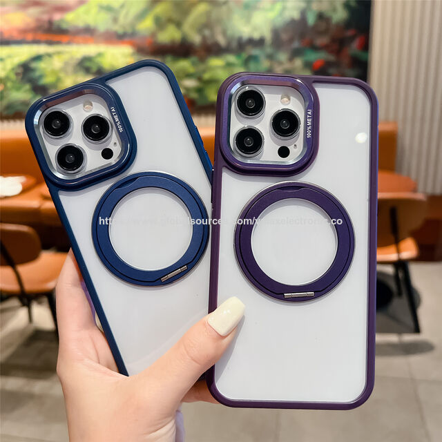Capa Magnética com Anel para iPhone 16 15 14 Plus 13 12 Mini 11 Pro 16 SE, Para-choque em TPU e Traseira Transparente em PC