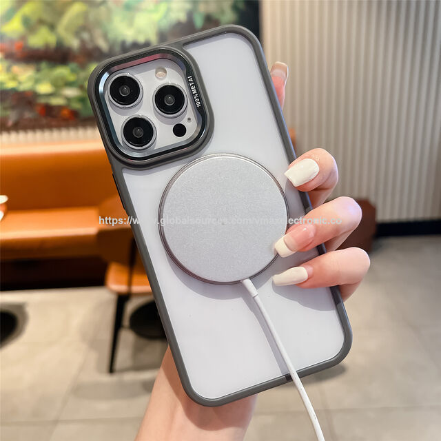 Capa Magnética com Anel para iPhone 16 15 14 Plus 13 12 Mini 11 Pro 16 SE, Para-choque em TPU e Traseira Transparente em PC