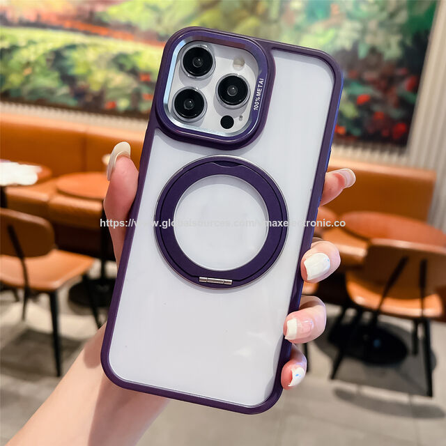 Capa Magnética com Anel para iPhone 16 15 14 Plus 13 12 Mini 11 Pro 16 SE, Para-choque em TPU e Traseira Transparente em PC