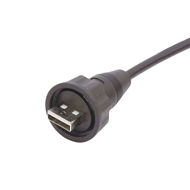 Jack USB/B perempuan tahan air ujung terbuka, panjang kabel 1M, memenuhi IP67, sesuai dengan Arahan RoHS.