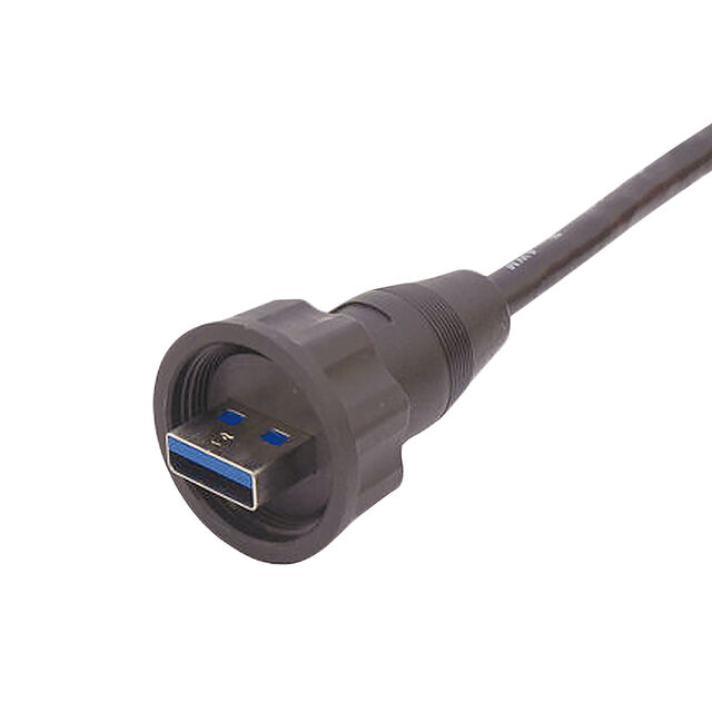Jack USB/B perempuan tahan air ujung terbuka, panjang kabel 1M, memenuhi IP67, sesuai dengan Arahan RoHS.