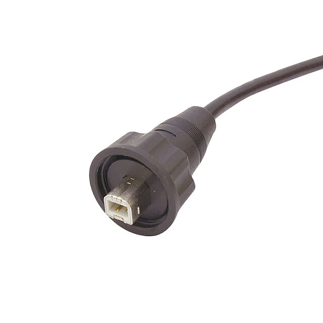 Jack USB/B perempuan tahan air ujung terbuka, panjang kabel 1M, memenuhi IP67, sesuai dengan Arahan RoHS.