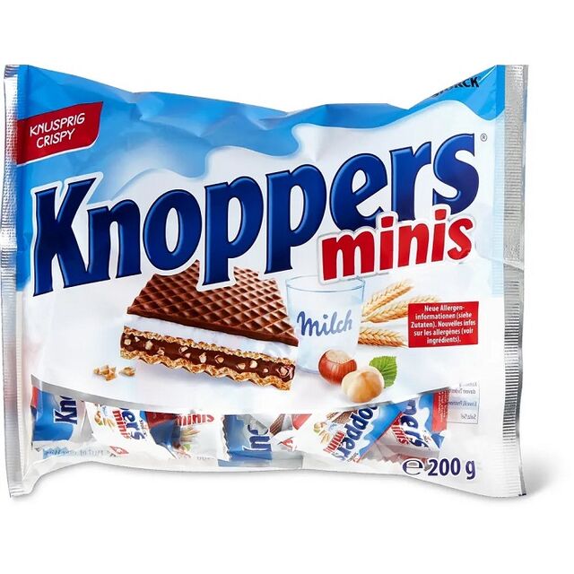Knoppers Barre Biscuit Croustillante Gaufrette Crème au Lait Noisette Chocolat Noir de Haute Qualité