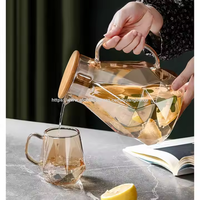 Diamant Glas Krug Wasserkrug mit Deckel Eistee Krug Wasserkaraffe Heiß Kalt Wasser Eistee Gläser