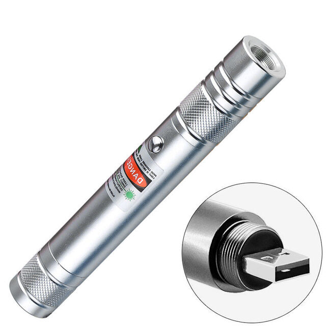 Linterna de aleación de aluminio de alta potencia, luz láser verde, carga USB, bolígrafo de cielo estrellado, bolígrafo para gatos