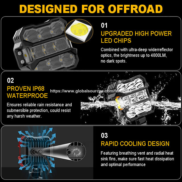 Luces LED de Conducción de 50W 4800LM con Haz Combinado, Homologación E-Mark, 9-32V, 5700K, Luces de Trabajo LED IP67