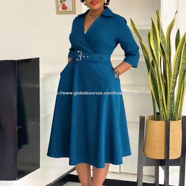Einfarbiges Damen-Businesskleid mit Taillenkompression, elegantes und modisches Design für den Beruf