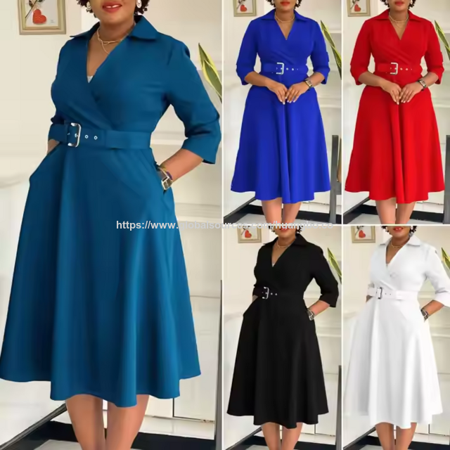 Einfarbiges Damen-Businesskleid mit Taillenkompression, elegantes und modisches Design für den Beruf