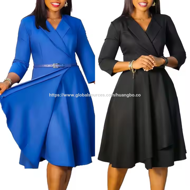Einfarbiges Damen-Businesskleid mit Taillenkompression, elegantes und modisches Design für den Beruf