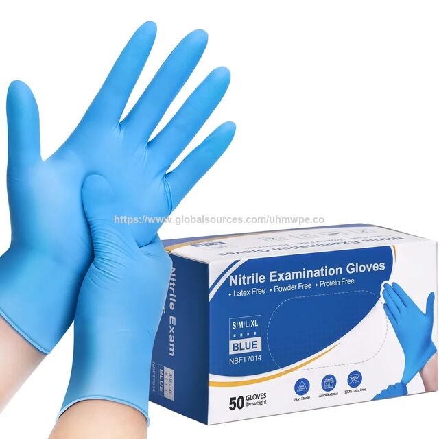 Suministro del Fabricante Caja de 100 Guantes de Nitrilo Azules para Examen, Sin Polvo