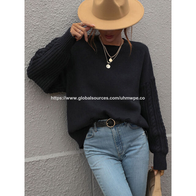 Pull Femme Col Rond Nouvelle Tendance Mode Automne/Hiver 2023 Pull Tricot Manches Longues Femme Élégant et Chic - Pulls Femme en Gros