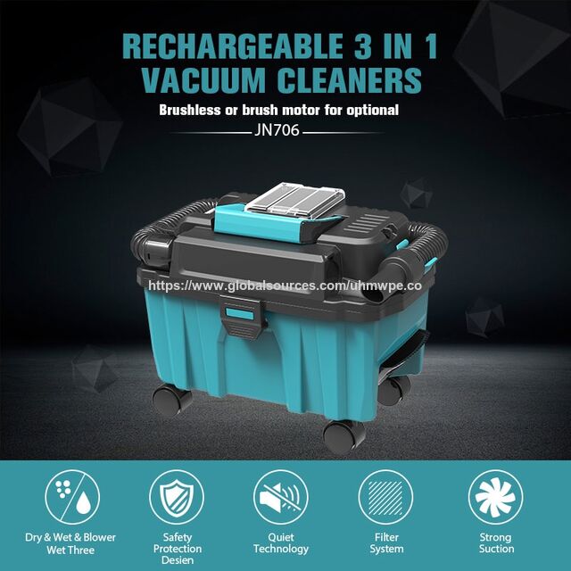 18V Brushless 3 Gallon HEPA Filter Cordless Portable Wet/Dry Dust Extractor/Blue Cartridge Cyclonic Rechargeable Vacuum Cleaner