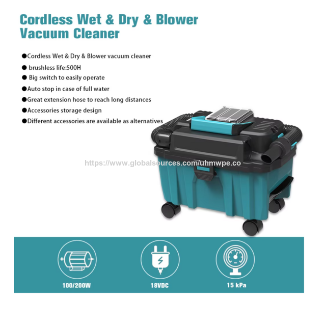 18V Brushless 3 Gallon HEPA Filter Cordless Portable Wet/Dry Dust Extractor/Blue Cartridge Cyclonic Rechargeable Vacuum Cleaner