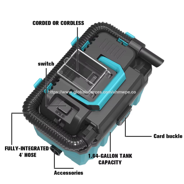 18V Brushless 3 Gallon HEPA Filter Cordless Portable Wet/Dry Dust Extractor/Blue Cartridge Cyclonic Rechargeable Vacuum Cleaner