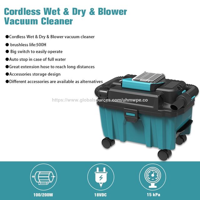18V Brushless 3 Gallon HEPA Filter Cordless Portable Wet/Dry Dust Extractor/Blue Cartridge Cyclonic Rechargeable Vacuum Cleaner