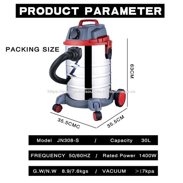 30L 1200W Industriestaubsauger mit Edelstahlbehälter für Zuhause, Teppiche, Haustiere und Autoreinigung