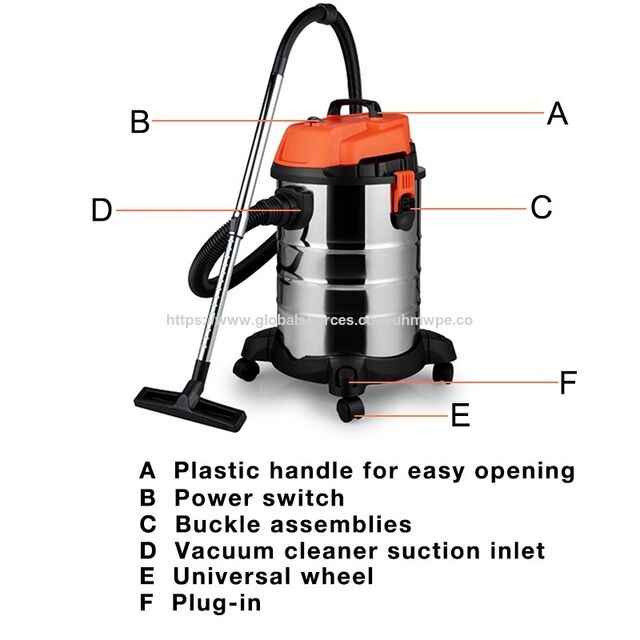 30L 1200W Industriestaubsauger mit Edelstahlbehälter für Zuhause, Teppiche, Haustiere und Autoreinigung