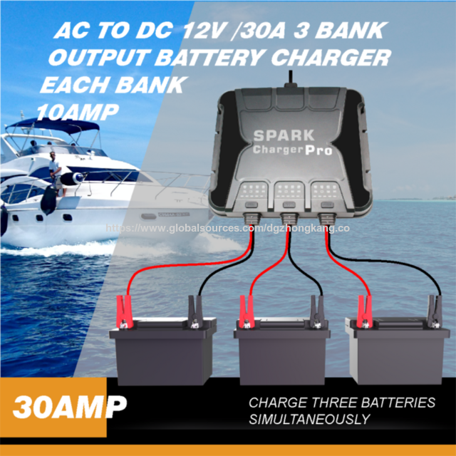 Carregador Inteligente de Bateria de Carro de 10A, Carregador de Bateria de Barco de 12V e 3 Bancos para Manter Baterias Descarregadas para Carregador de Barco com Chumbo-Ácido, Íon de Lítio