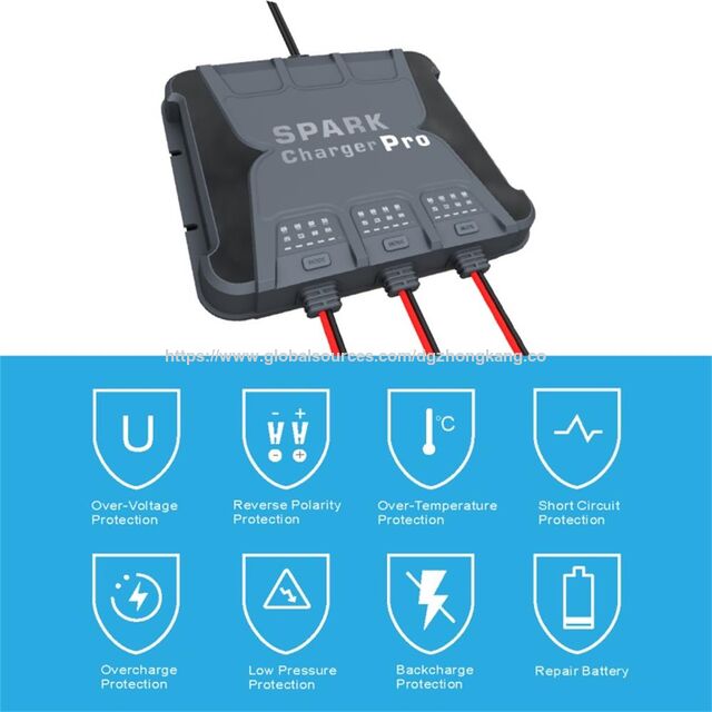 Carregador Inteligente de Bateria de Carro de 10A, Carregador de Bateria de Barco de 12V e 3 Bancos para Manter Baterias Descarregadas para Carregador de Barco com Chumbo-Ácido, Íon de Lítio