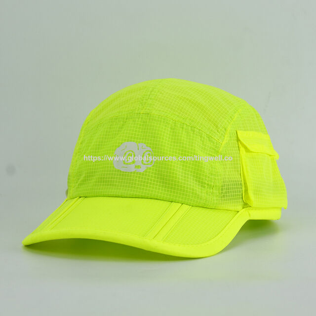 Leichte, schnell trocknende Laufkappe aus Mesh mit reflektierendem Logo - Hohe Sichtbarkeit Neongelb Schnelltrocknende Kappe für Outdoor-Sportarten