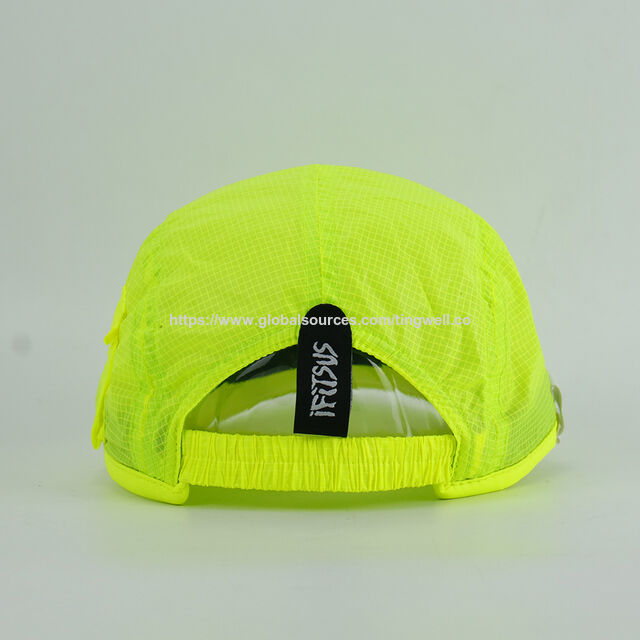 Leichte, schnell trocknende Laufkappe aus Mesh mit reflektierendem Logo - Hohe Sichtbarkeit Neongelb Schnelltrocknende Kappe für Outdoor-Sportarten