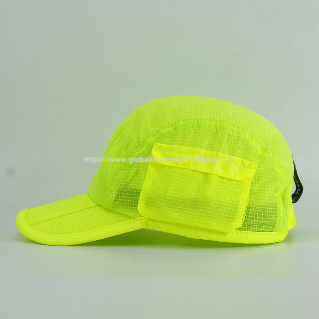 Leichte, schnell trocknende Laufkappe aus Mesh mit reflektierendem Logo - Hohe Sichtbarkeit Neongelb Schnelltrocknende Kappe für Outdoor-Sportarten