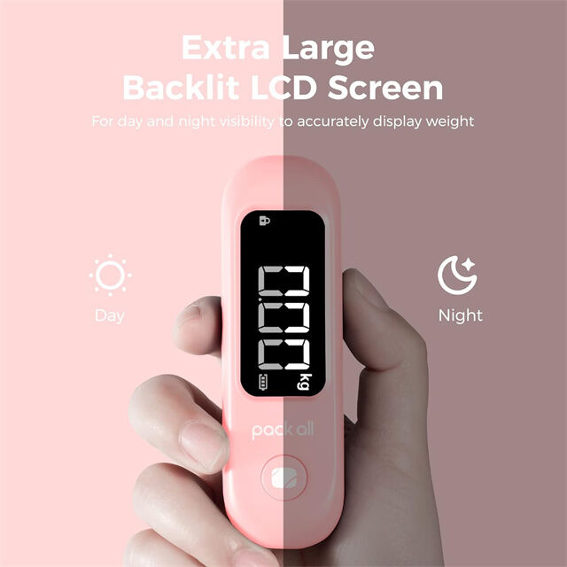 Báscula de Equipaje Digital de 110 Lbs, Báscula de Mano para Maletas de Viaje con Pantalla LCD, Batería Incluida, Color Rosa