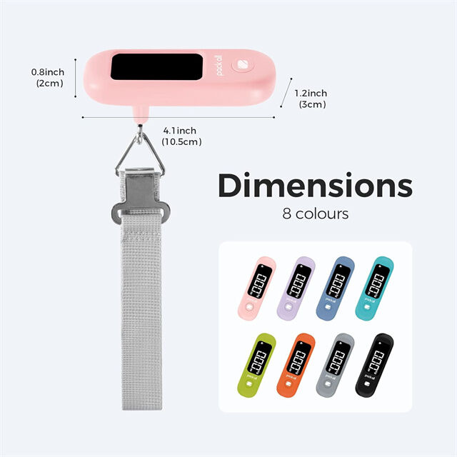 Báscula de Equipaje Digital de 110 Lbs, Báscula de Mano para Maletas de Viaje con Pantalla LCD, Batería Incluida, Color Rosa