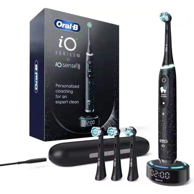Cepillo de Dientes Eléctrico Recargable Oral-B Pro 1000 Negro con Sensor de Presión, Cepillo de Dientes Eléctrico Recargable Serie Oral-B IO 10