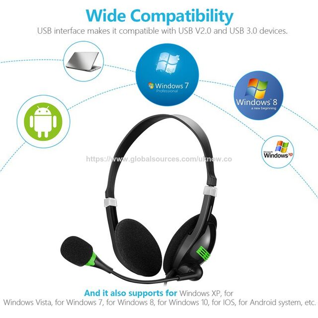 سماعة رأس للمكتب ومركز الاتصال OEM، ميكروفون سماعة رأس USB مقاس 3.5 ملم